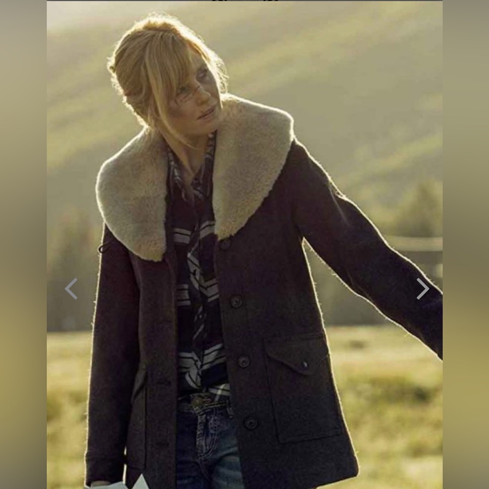 Wool coat with faux fur color inspired by  Yellowstone’s Beth Dutton